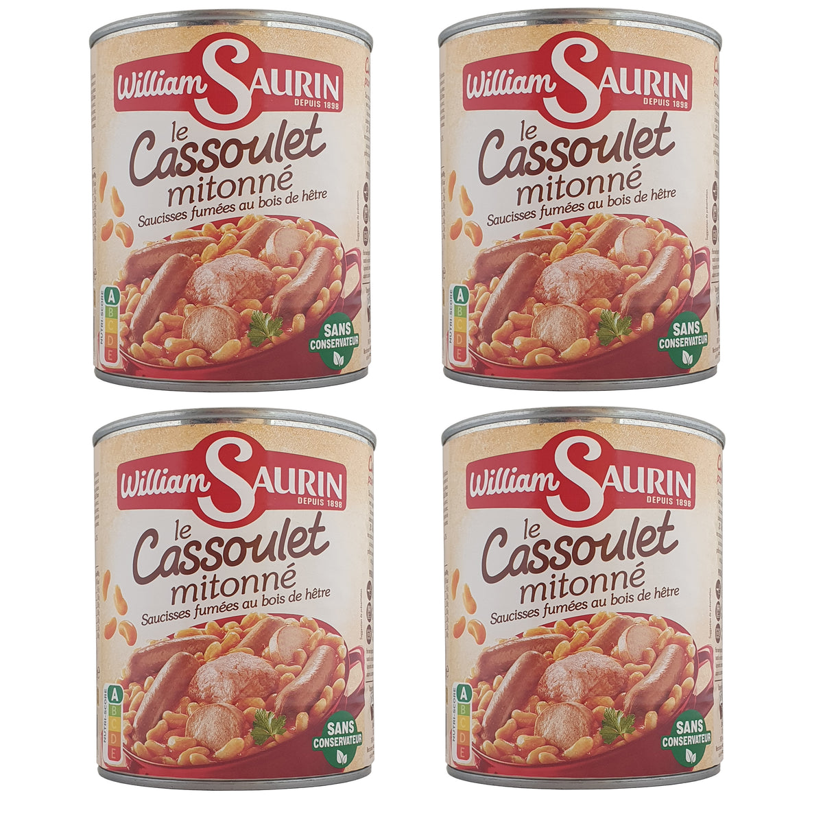 William Saurin Cassoulet mit Würstchen und Fleisch 4x840g Dose