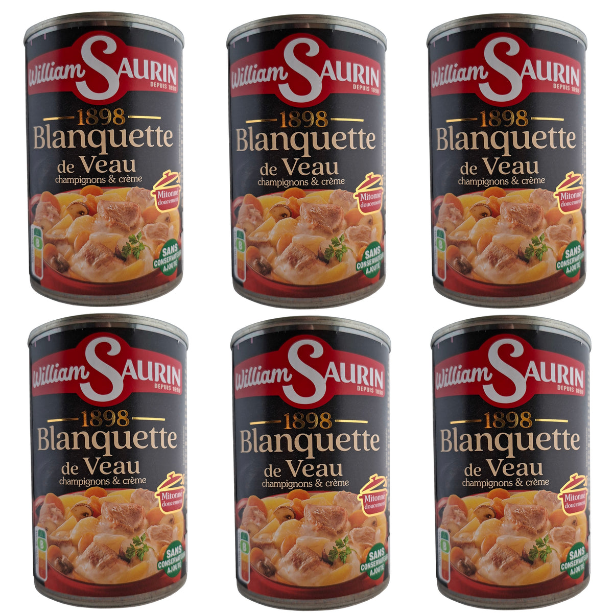 William Saurin Kalbfleisch mit Champignons in Rahmsauce 6x400g Dose