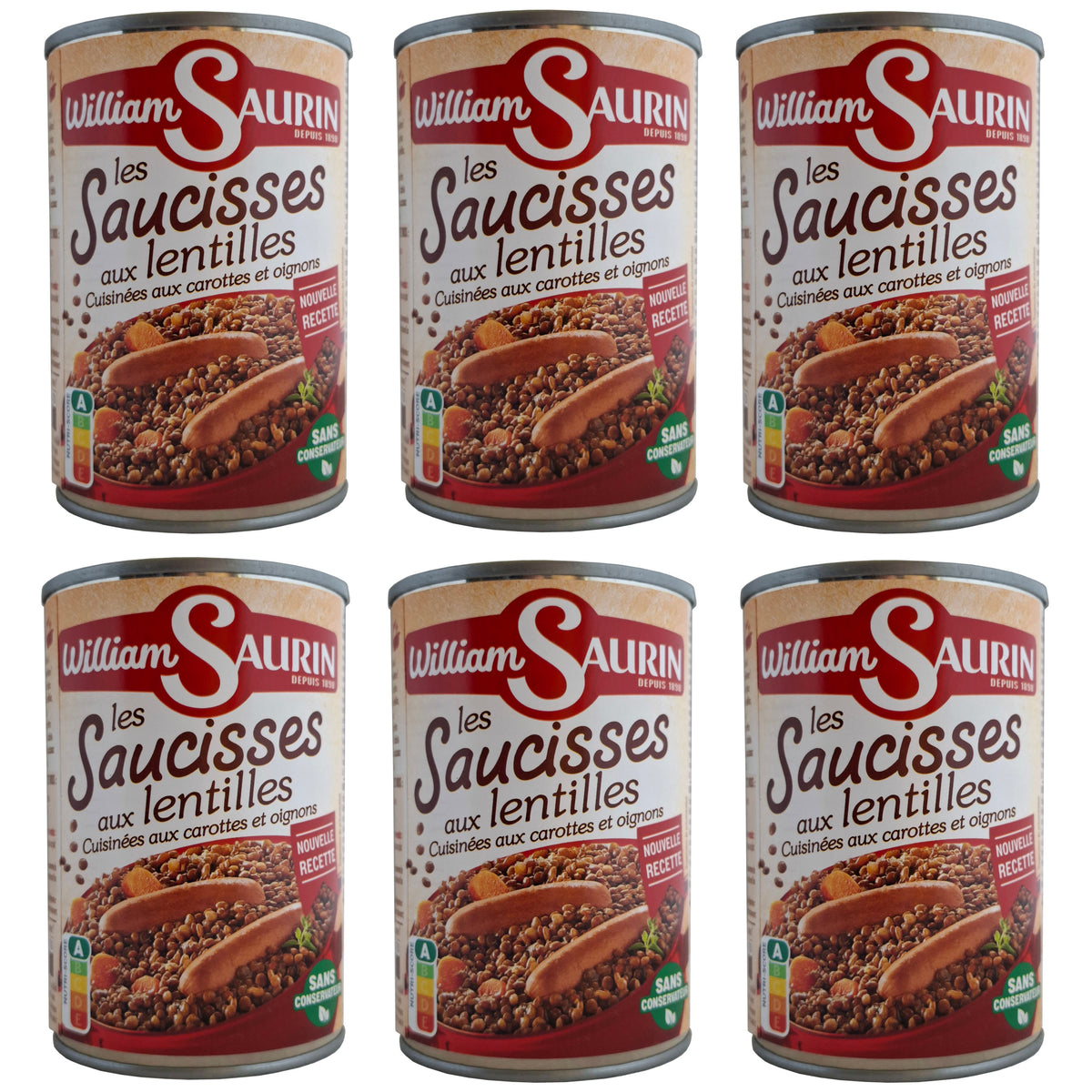 William Saurin Würstchen mit Linsen 6x420g Dose