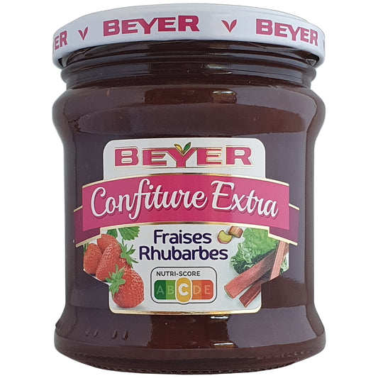 Beyer Erdbeer – Rhabarber Konfitüre 370g Glas