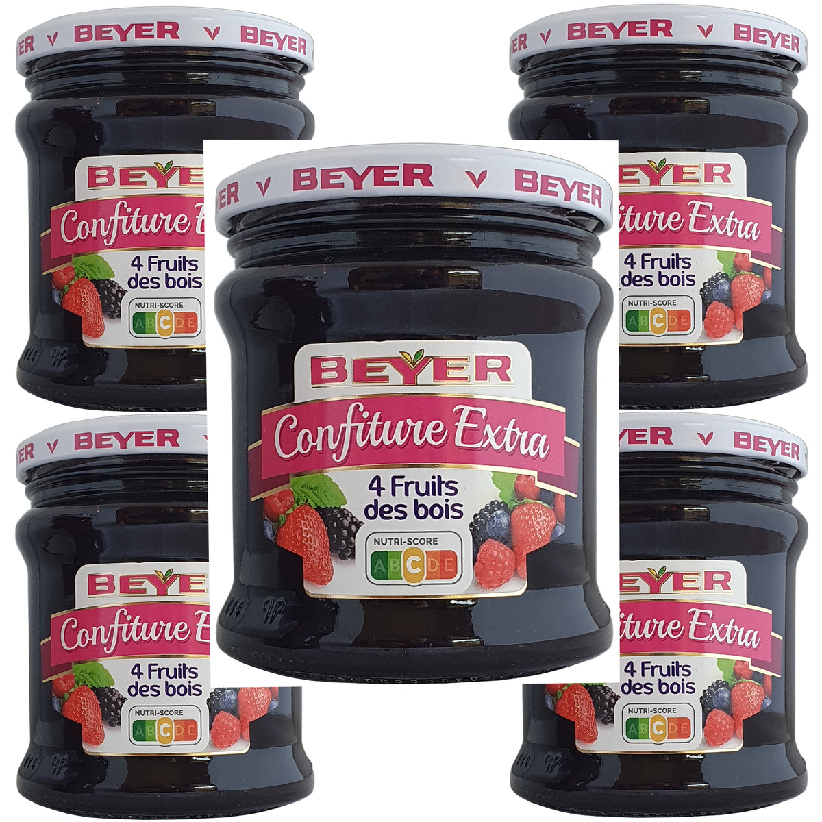 Beyer Konfitüre aus 4 Waldfrüchten 5x370g Glas