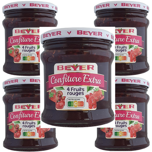 Beyer Konfitüre aus 4 roten Früchten 5x370g Glas