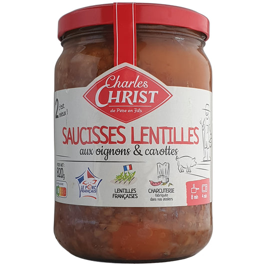 Charles Christ Linsen mit Würstchen 820g Glas