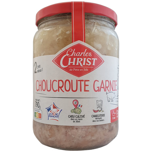 Charles Christ Französisches Sauerkraut mit Würstchen und Schweinefleisch 790g Glas