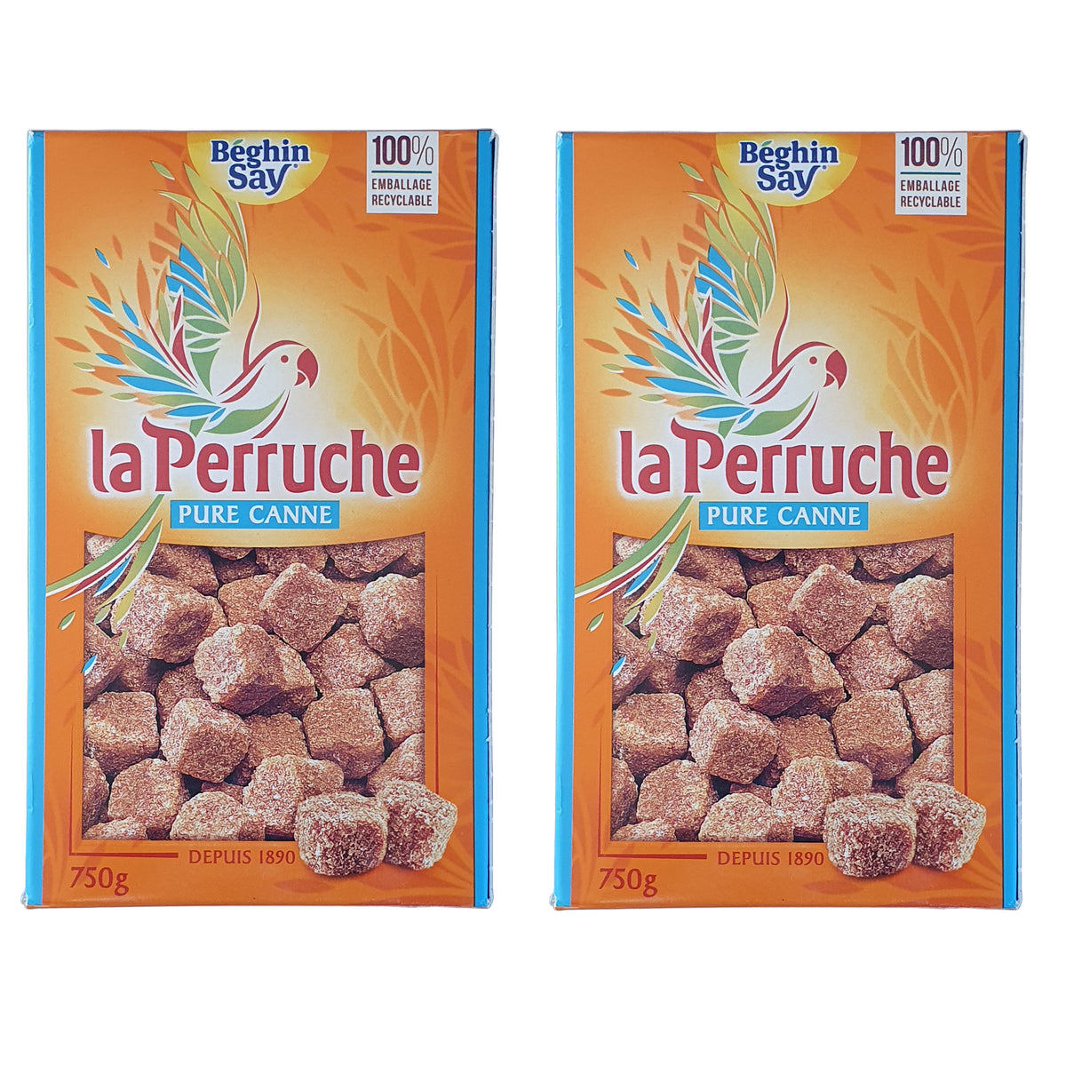 La Perruche braune Rohrzuckerstücke 2x750g Packung