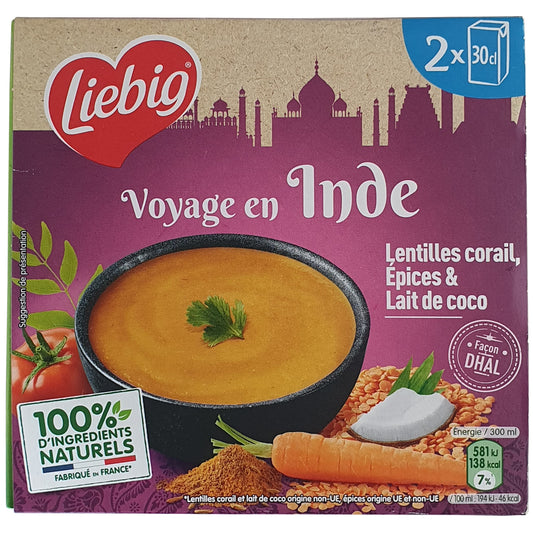 Liebig Indische Suppe mit Korallenlinsen, Gewürzen und Kokosmilch 2x300ml Packung