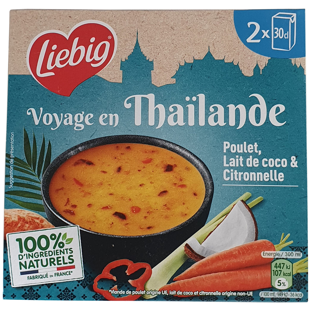 Liebig Thai Suppe mit Huhn, Kokosmilch und Zitronengras 2x300ml Packung