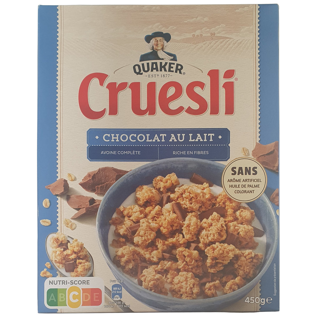 Quaker Cruesli mit Milchschokolade 450g Packung