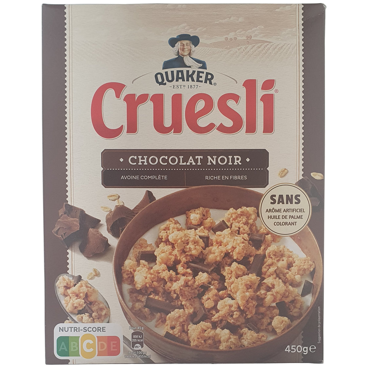 Quaker Cruesli mit Zartbitterschokolade 450g Packung