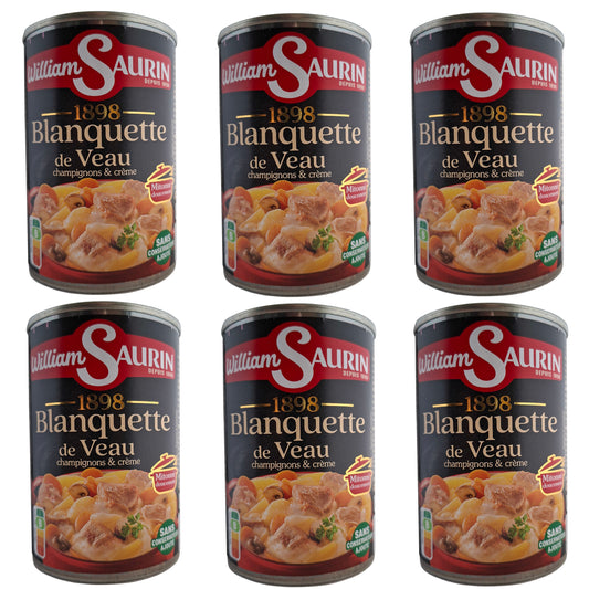 William Saurin Kalbfleisch mit Champignons in Rahmsauce 6x400g Dose