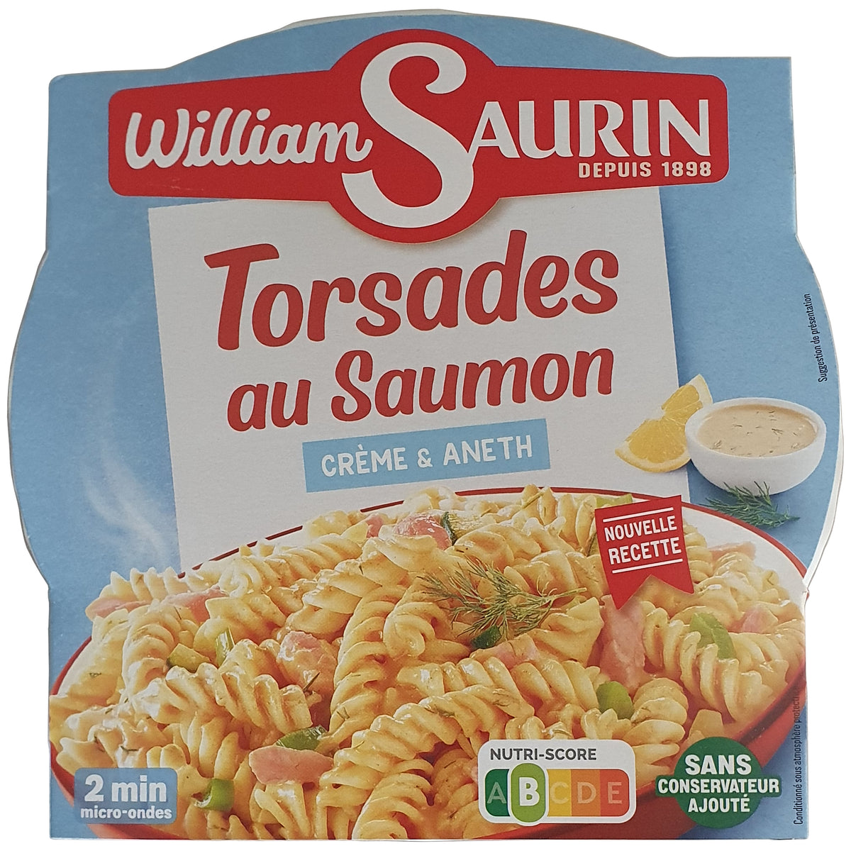 William Saurin Mikrowellengericht Spiralnudeln mit Lachs, Sahne und Dill 280g Schale