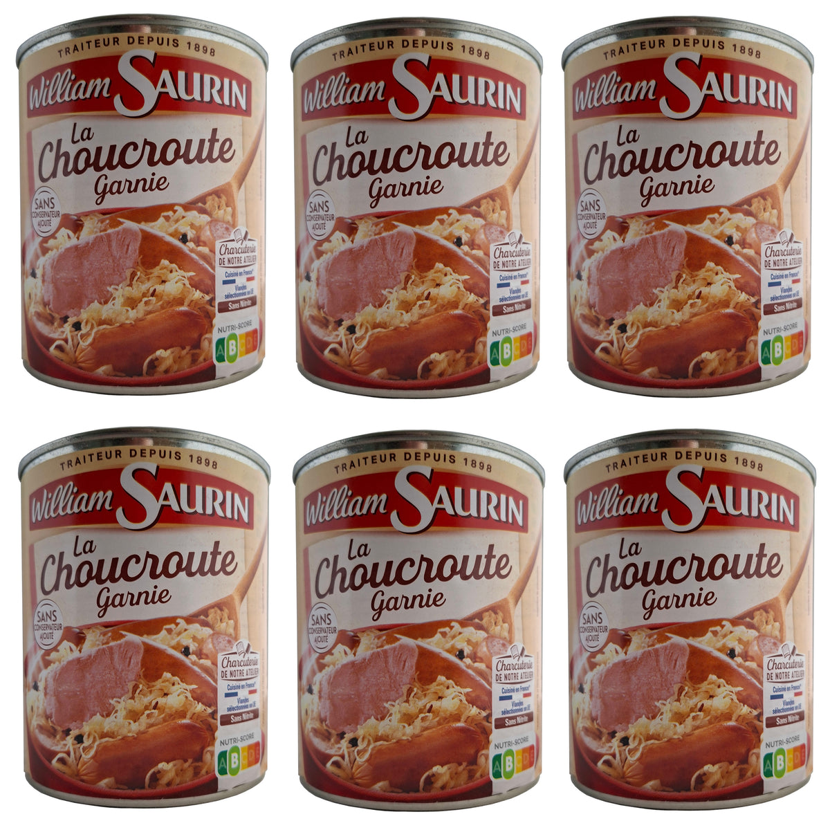 William Saurin Sauerkraut mit Würstchen und Fleisch 6x800g Dose