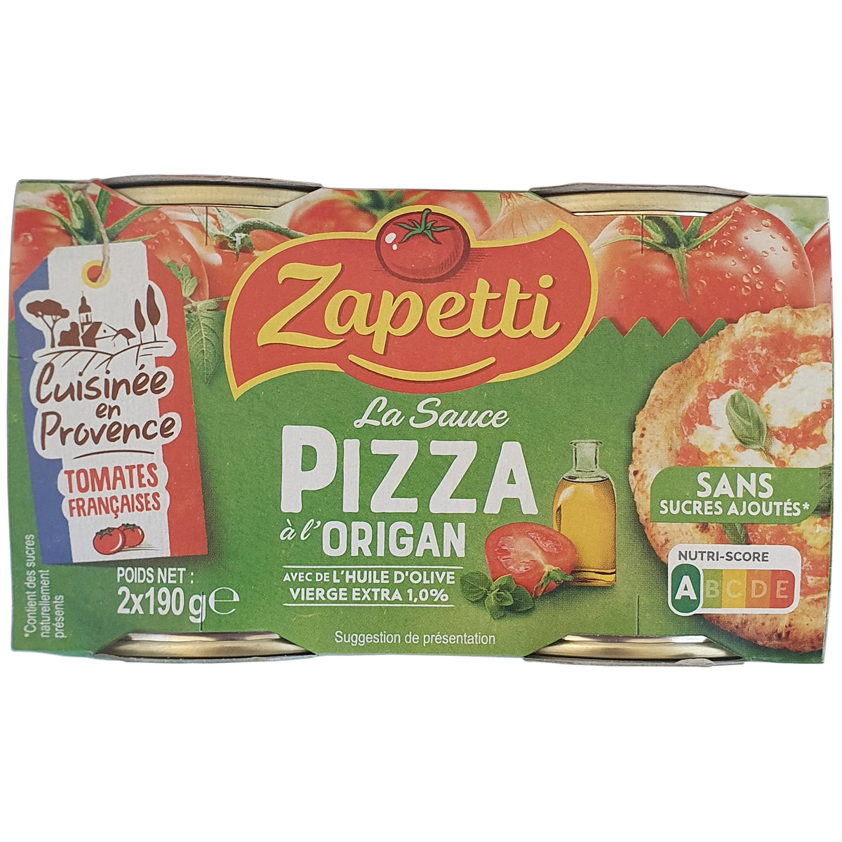 Zapetti Pizzasauce mit Oregano 2x190g Dose